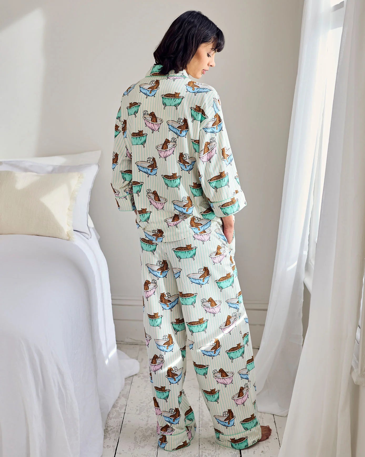 COTTON 3/4 BUBBLE BATH LEOPARD