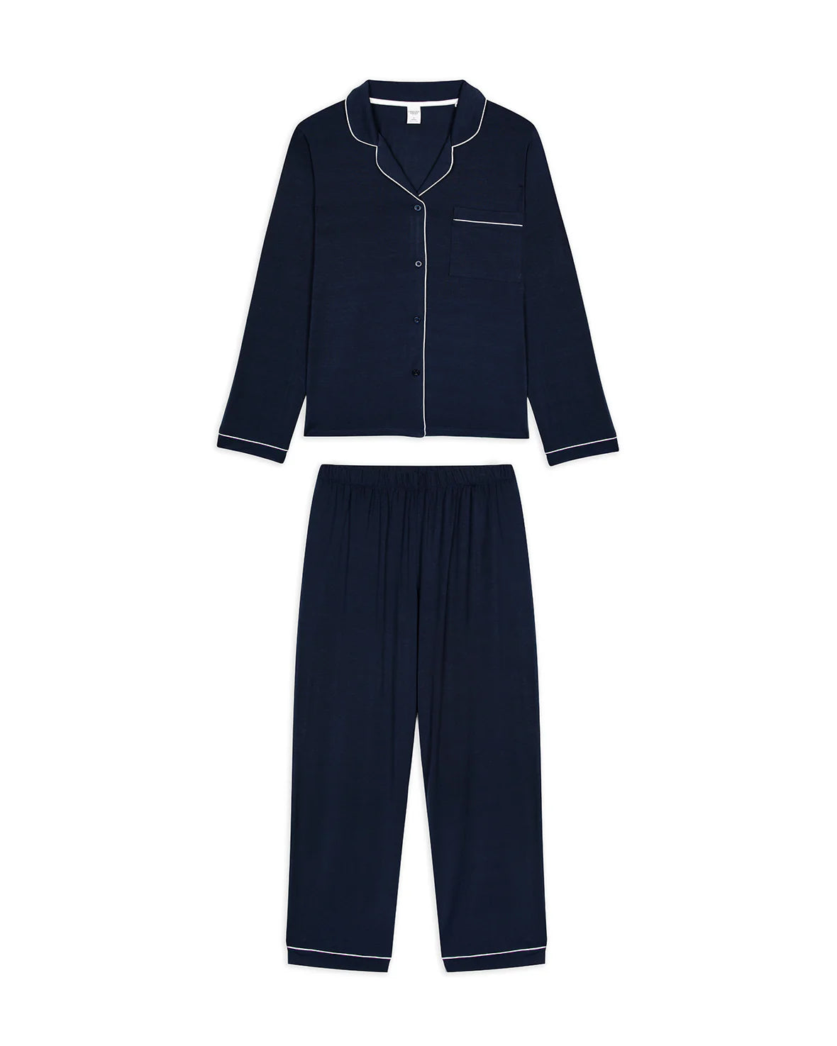 MODAL NAVY PIPING LONG SOFT PYJAMA SET