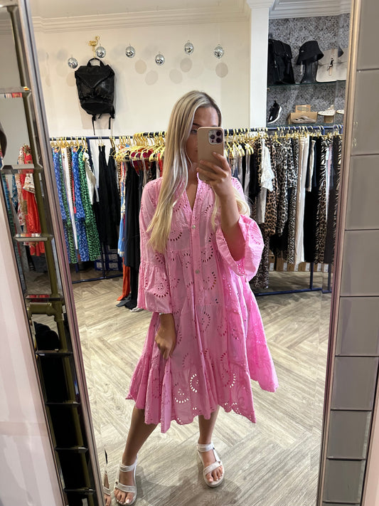 DARCEY BRODERIE DRESS BABY PINK