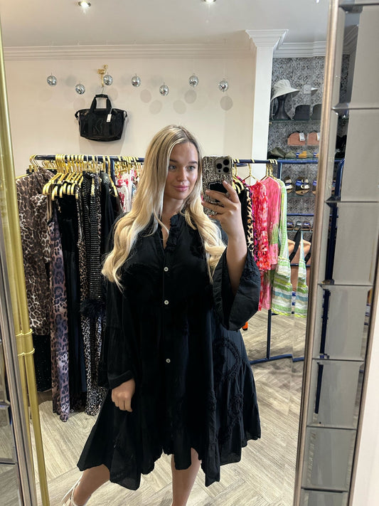 BELLA BELLA HEART SMOCK BLACK