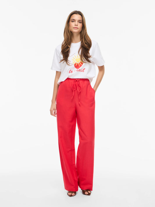 PRISILLA WIDE PANT HIBISCUS