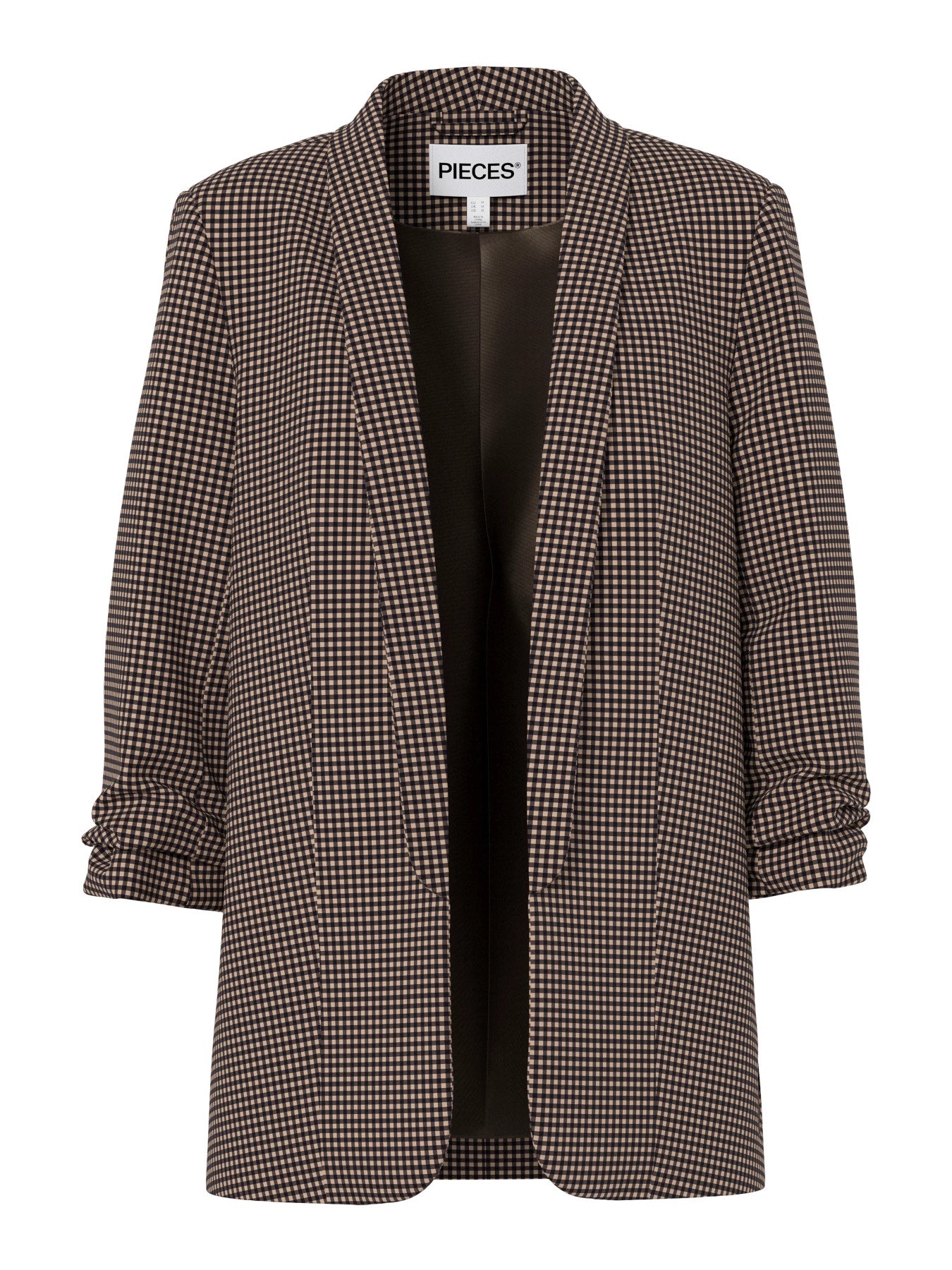 BOSELLA 3/4 BLAZER GANACHE TOASTED COCONUT CHECK