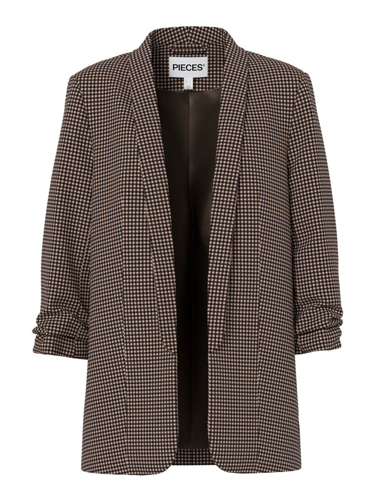 BOSELLA 3/4 BLAZER GANACHE TOASTED COCONUT CHECK