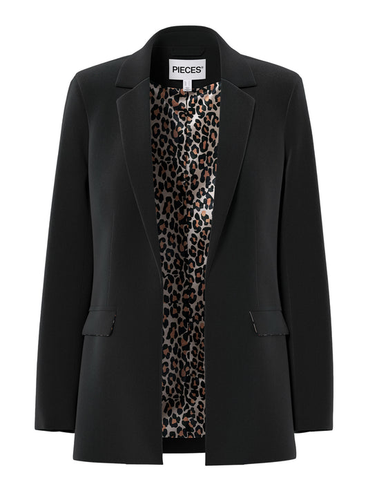BOZZY BLAZER BLACK WITH LEOPARD INSIDE