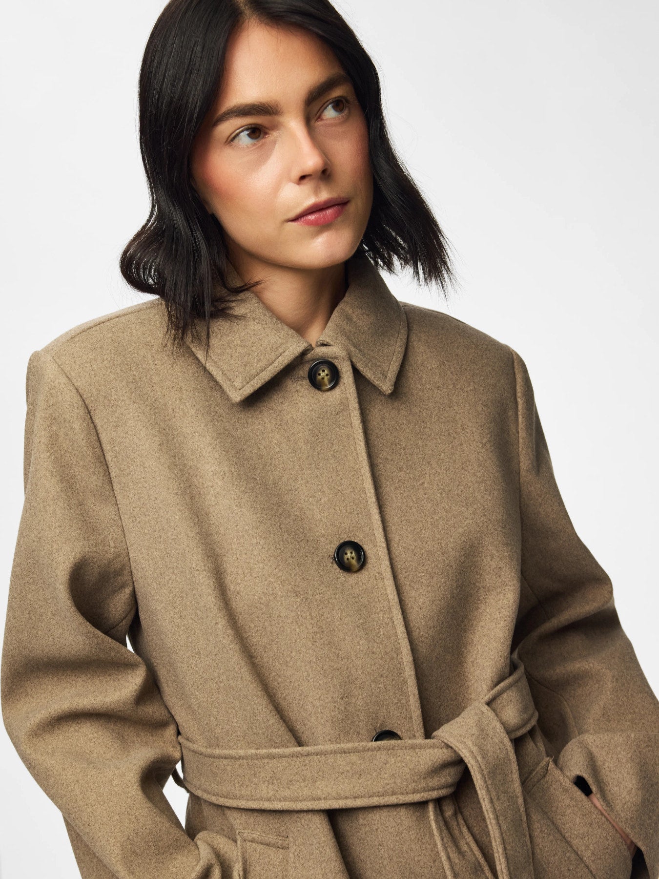 AYA LONG COAT GREIGE MELANGE
