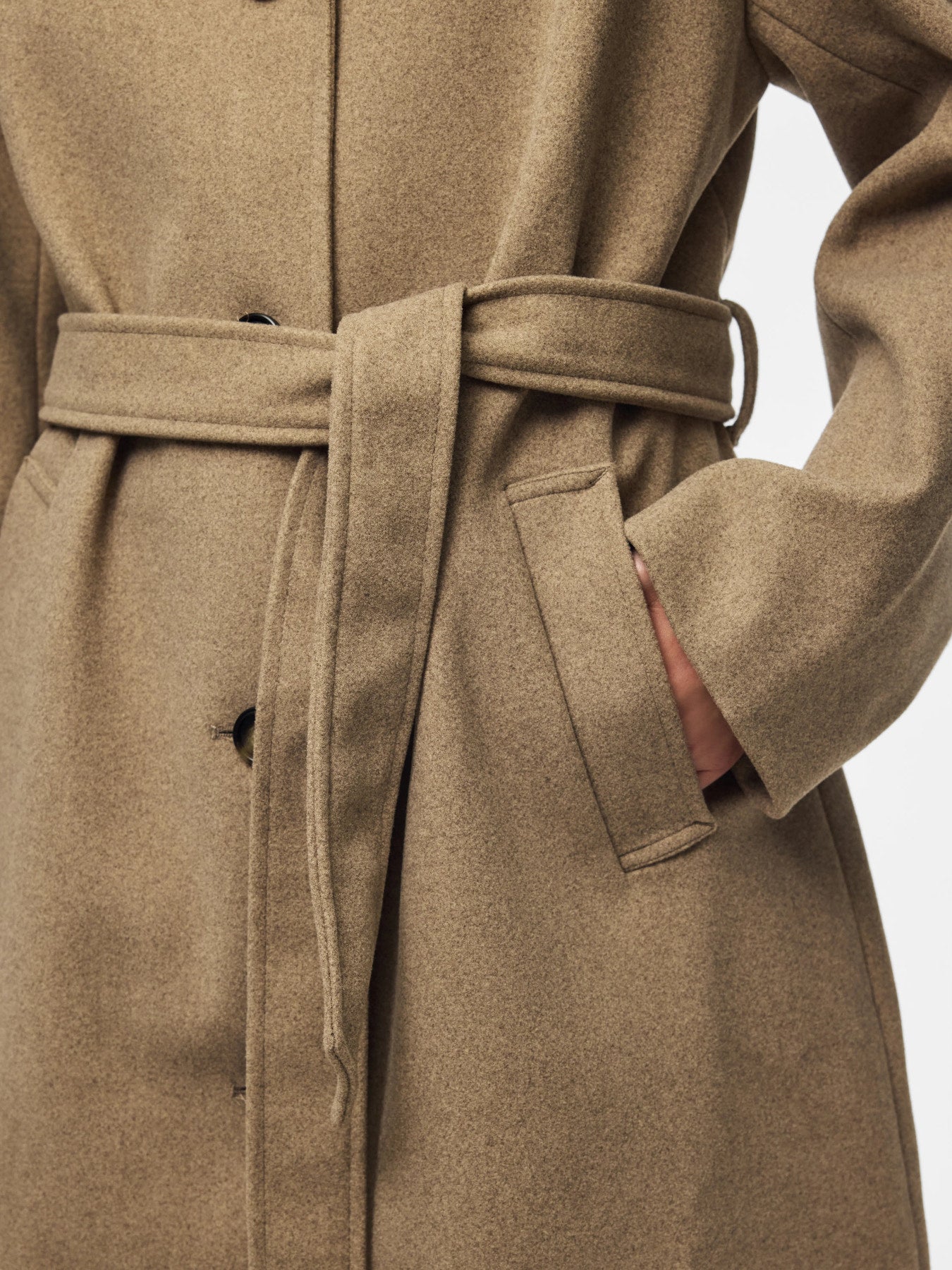 AYA LONG COAT GREIGE MELANGE