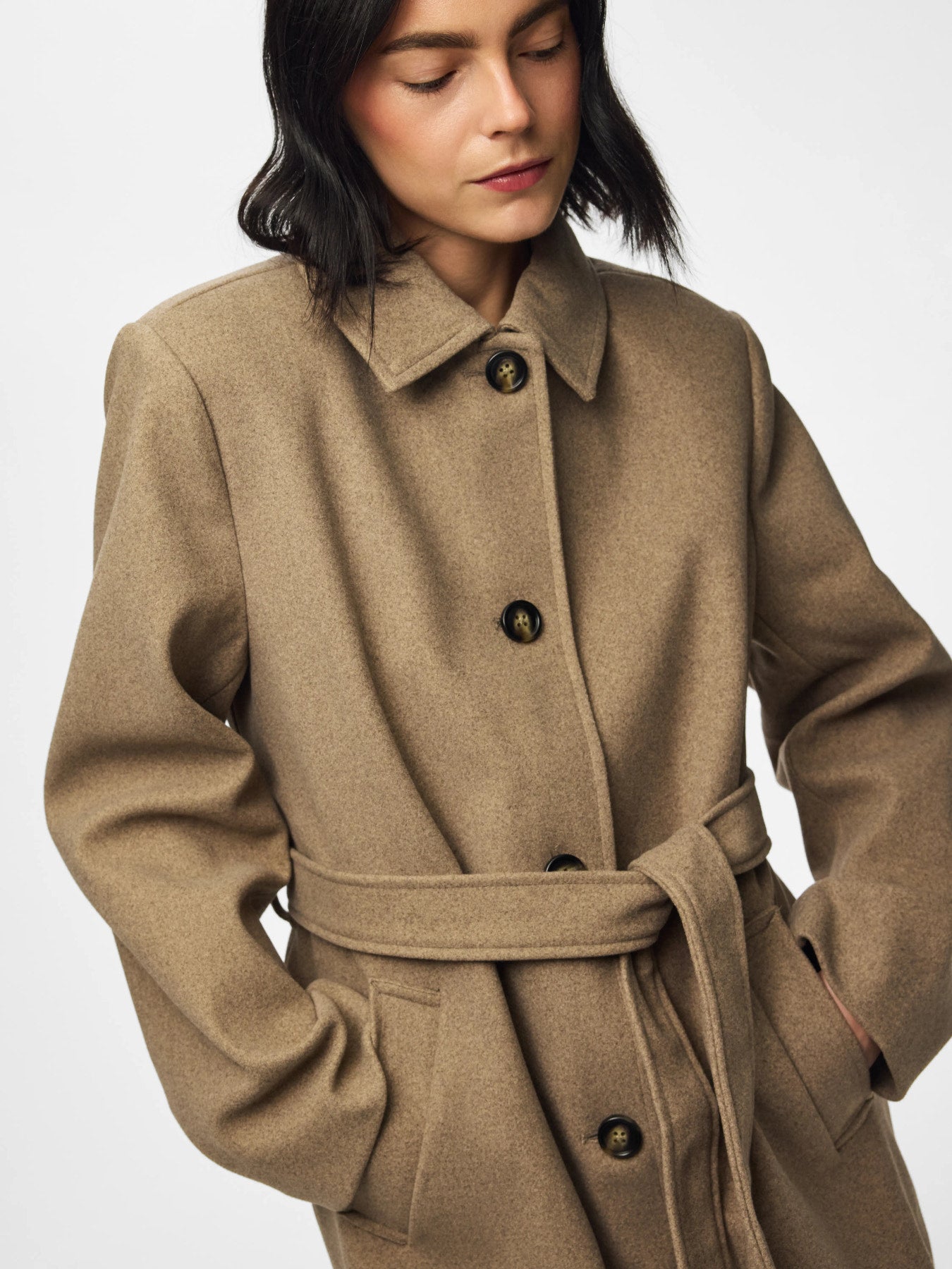 AYA LONG COAT GREIGE MELANGE