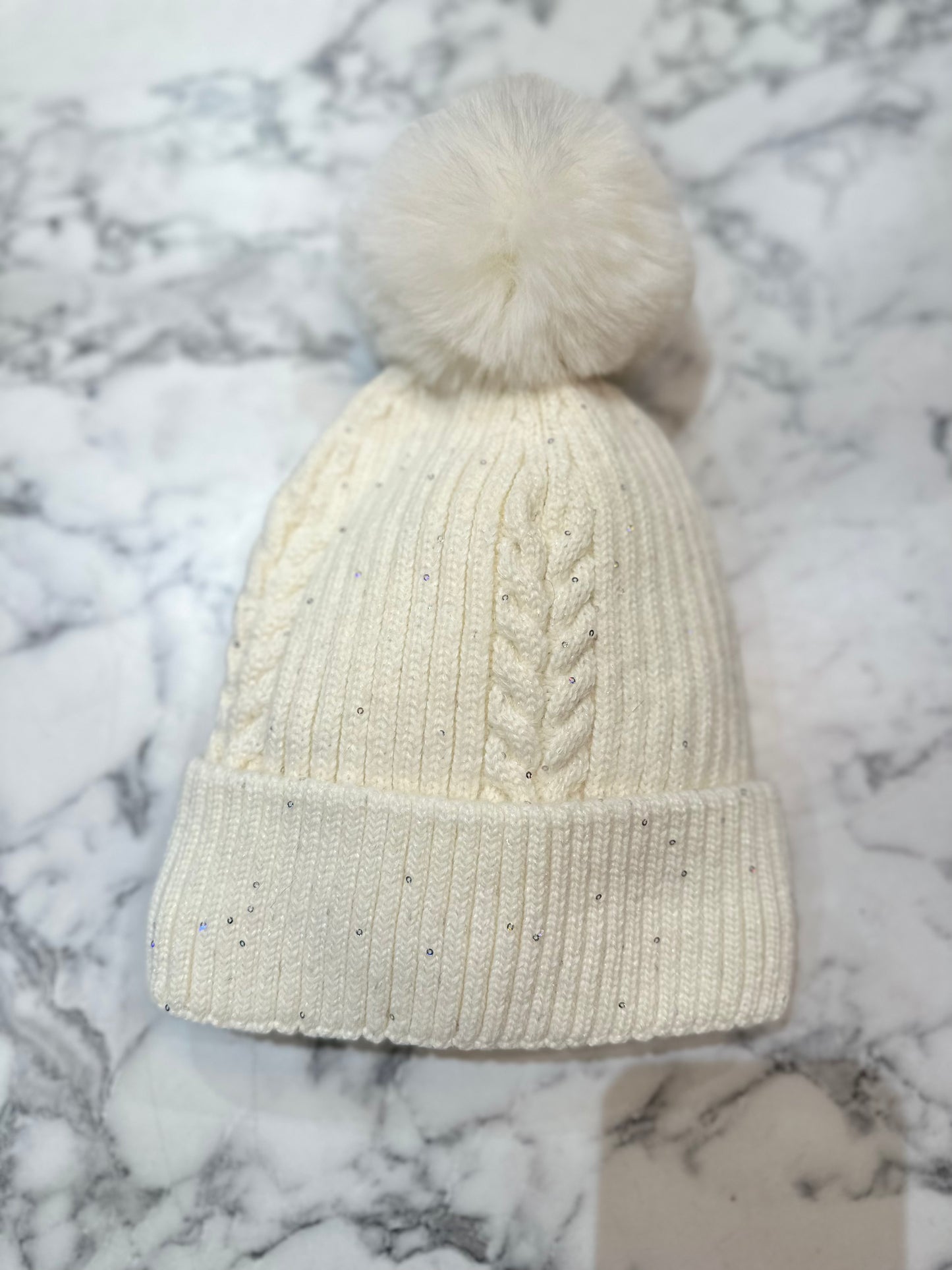 SNOW SPARKLE BOBBLE HAT