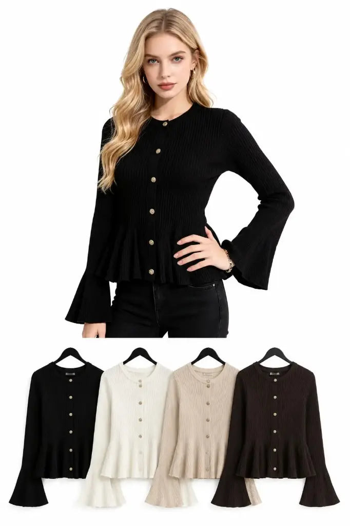 FLARE SLEEVE CARDIGAN BEIGE