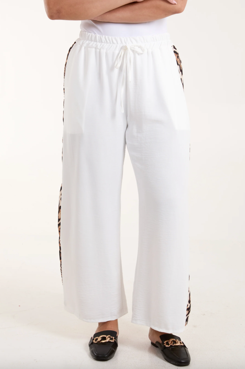 ERIN TROUSER LEOPARD STRIPE WHITE