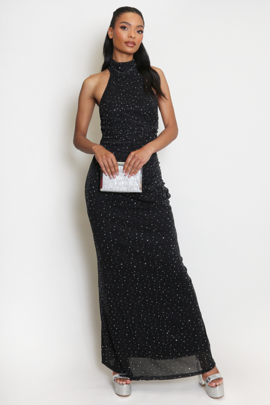 SPARKLE HALTERNECK MAXI DRESS