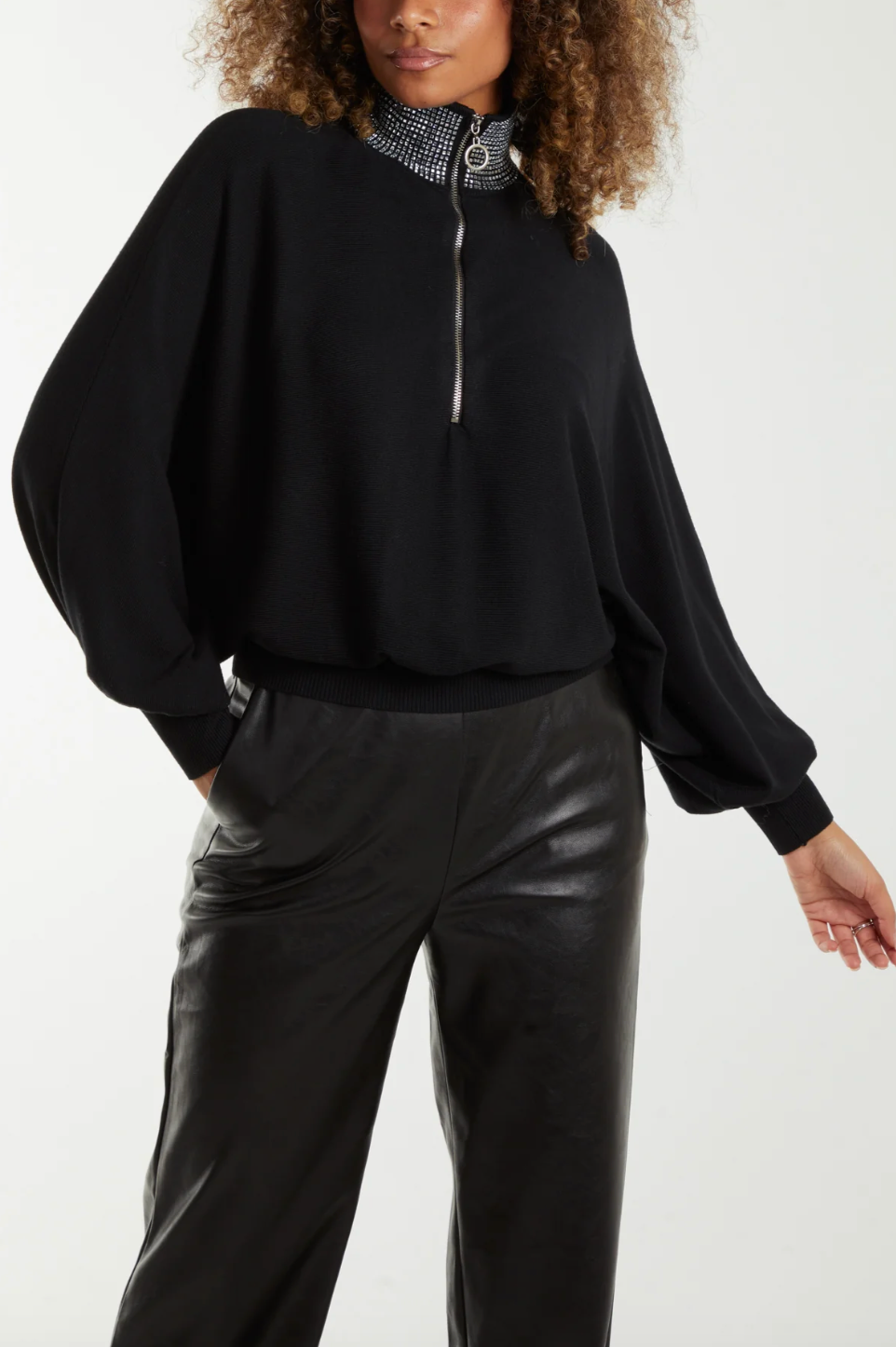 LISA 1/2 ZIP DIAMANTE BLACK