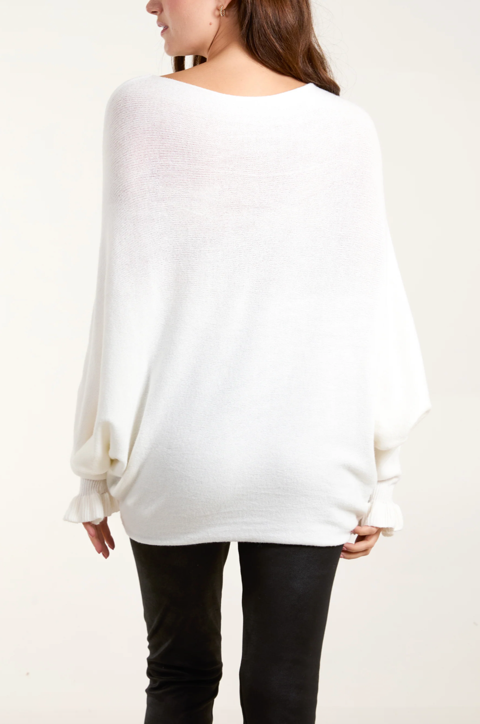 LUNA RUFFLED SLEEVE KNIT CREAM