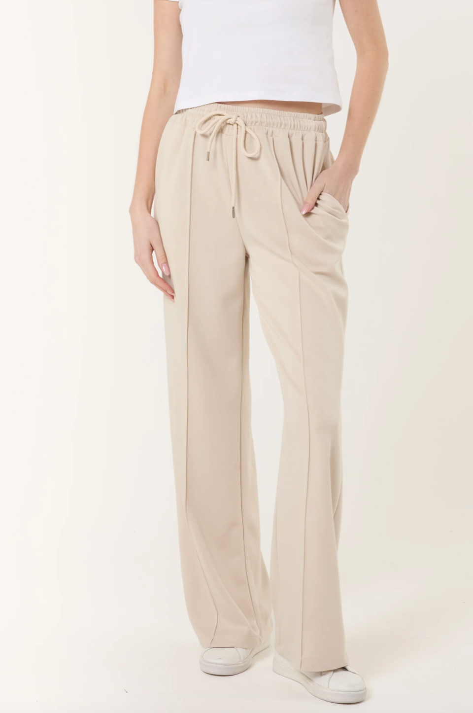 HELEN CREASE FRONT TROUSER STONE