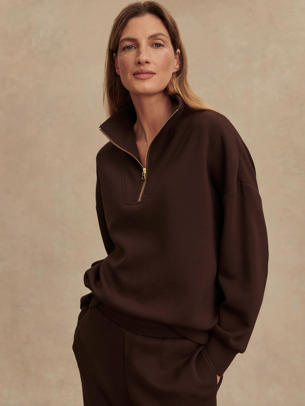 HAWLEY 1/2 ZIP COFFEE BEAN