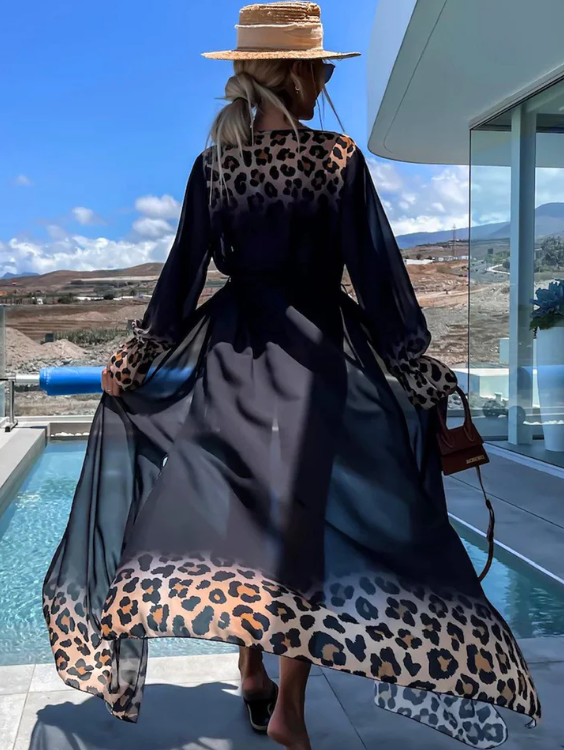 ALORA KAFTAN BLACK LEOPARD