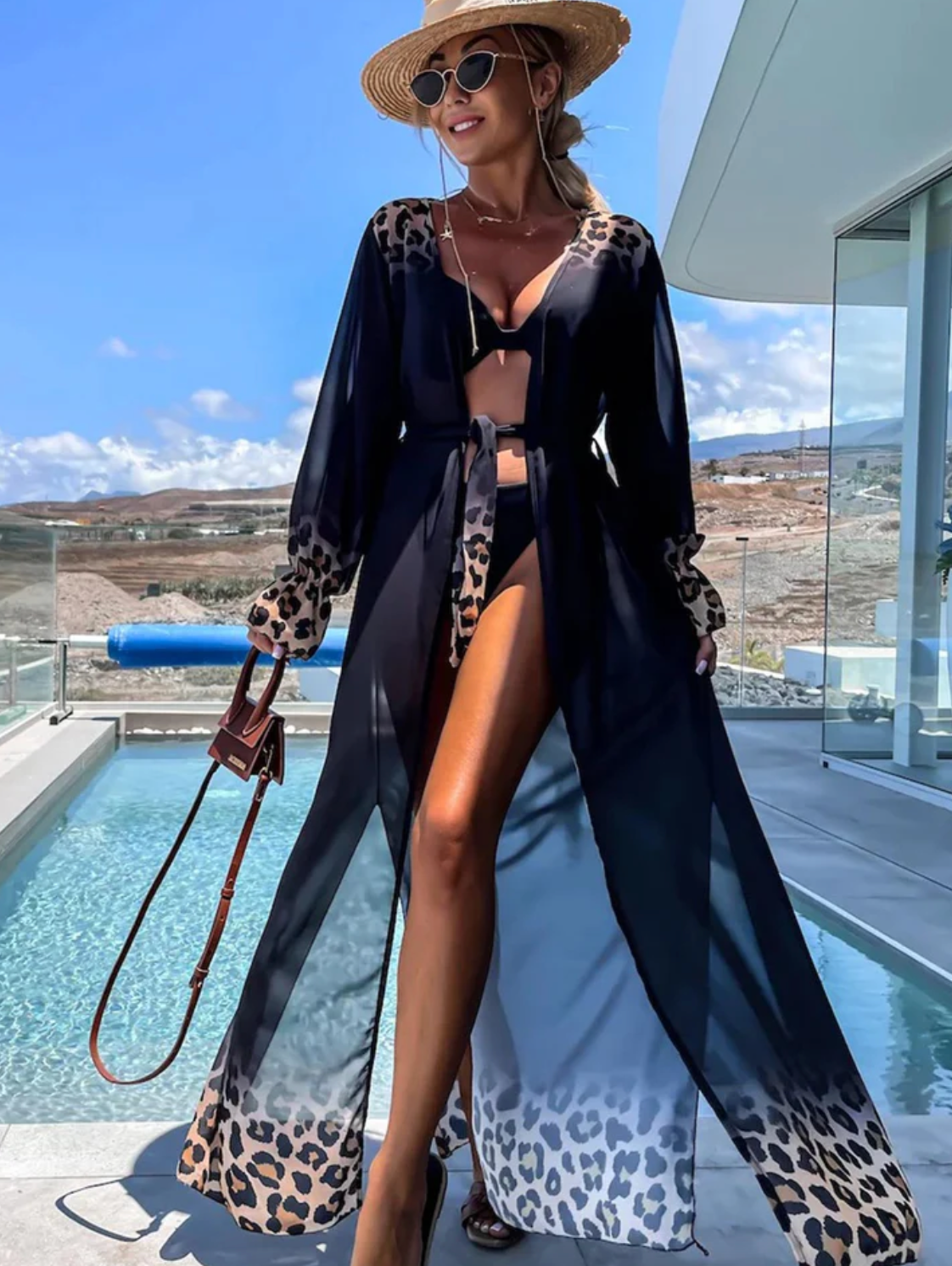 ALORA KAFTAN BLACK LEOPARD