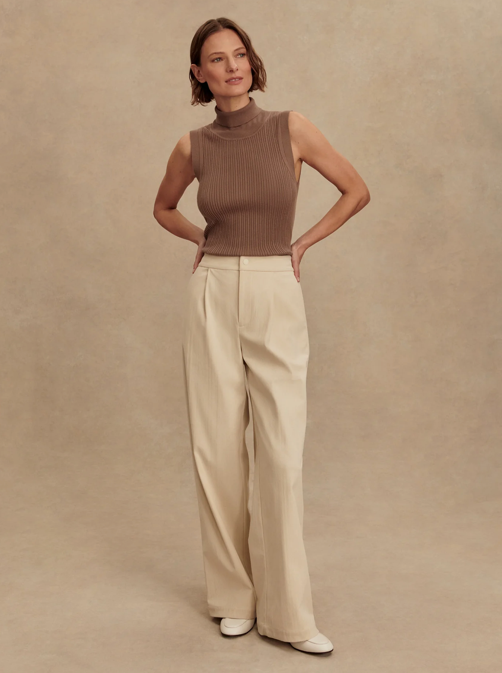 ANASTASIA RIB TANK ASH TAUPE