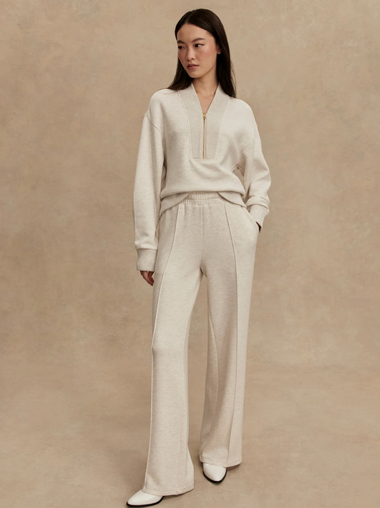 THE WIDE LEG PANT 28"IVORY MARL