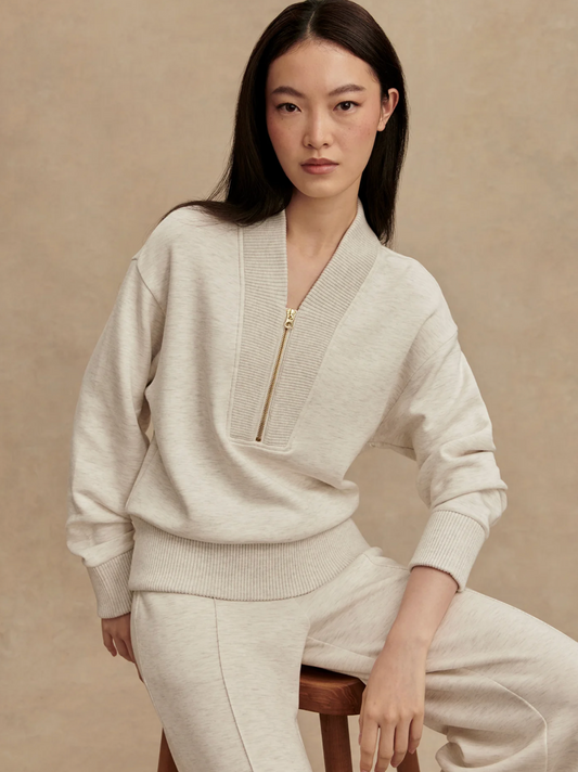 SALLY 1/2 ZIP IVORY MARL