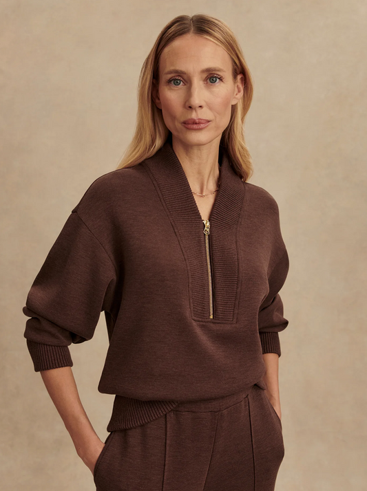 SALLY 1/2 ZIP COFFEE BEAN MARL