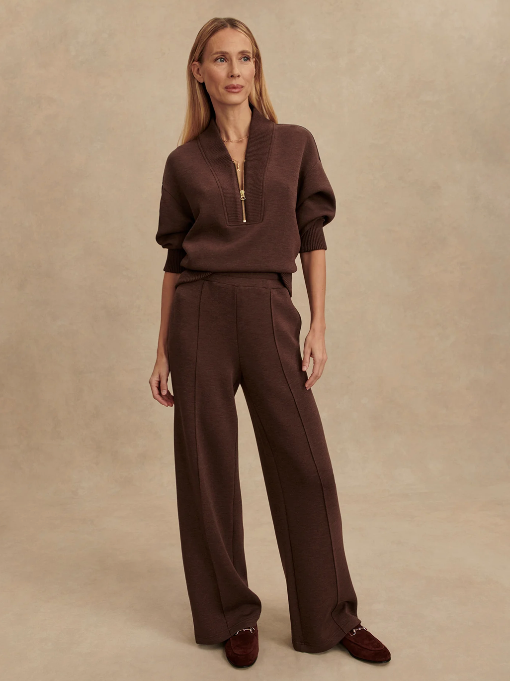 THE WIDE LEG PANT 28" COFFEE BEAN MARL