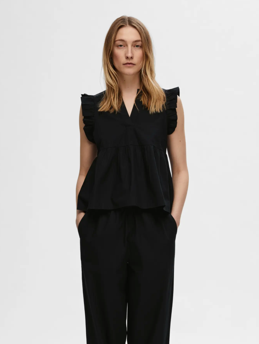BLAIR IDA FRILL  BLOUSE BLACK