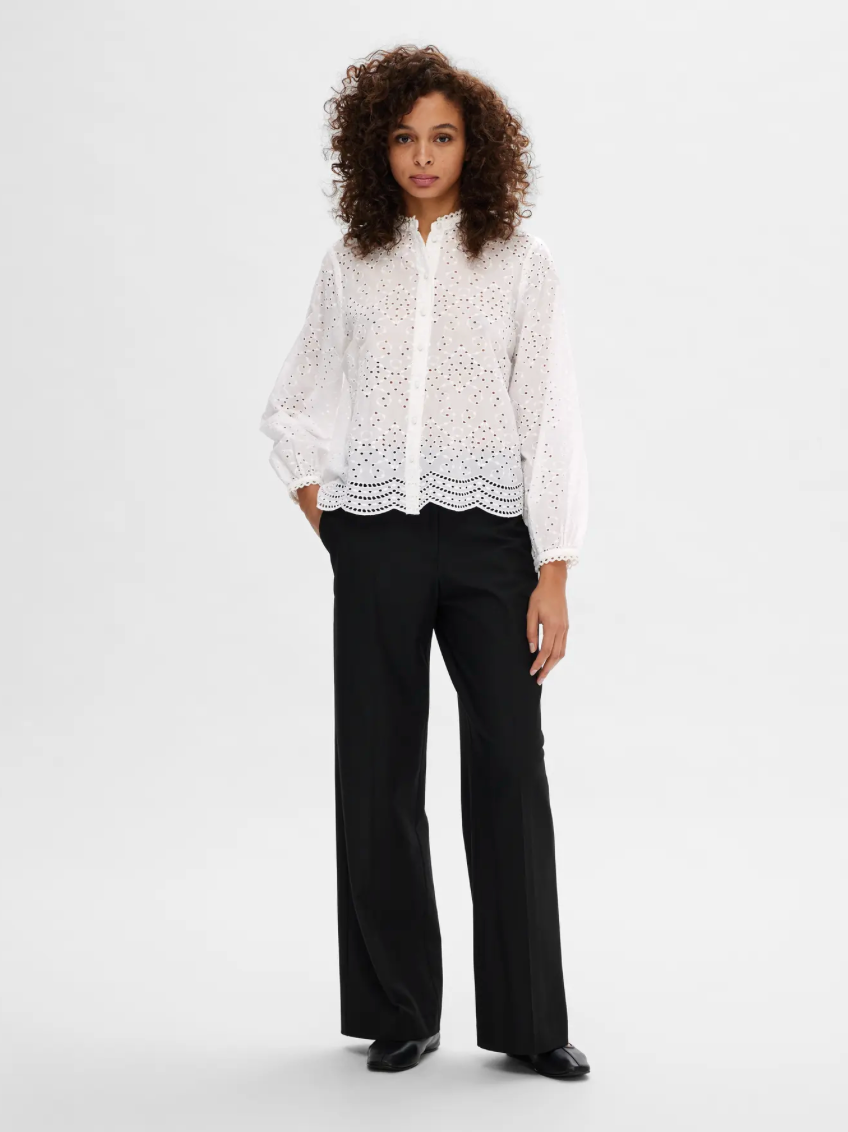 TATIANA L/S EMBR SHIRT WHITE