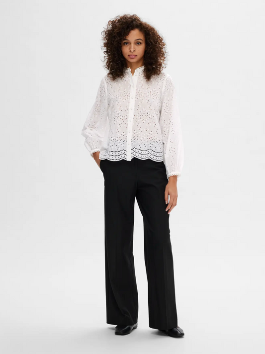TATIANA L/S EMBR SHIRT WHITE