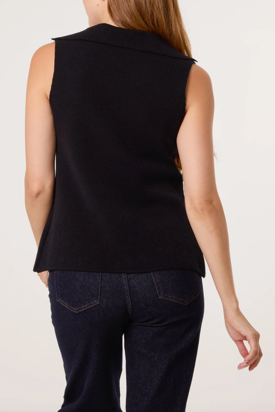 LAPEL COLLARED WAIST COAT BLACK