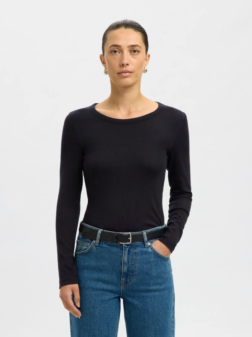 DIANNA LS O NECK BLACK