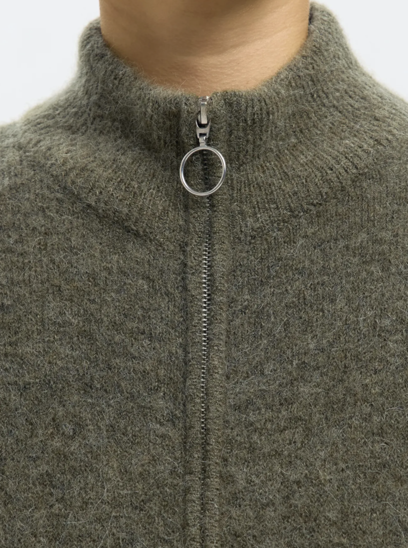 SIA ALPACA ZIP CARDIGAN KALAMATA