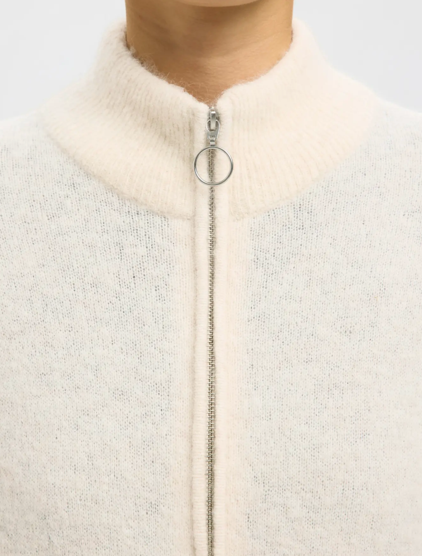 SIA ALPACA ZIP CARDIGAN BIRCH