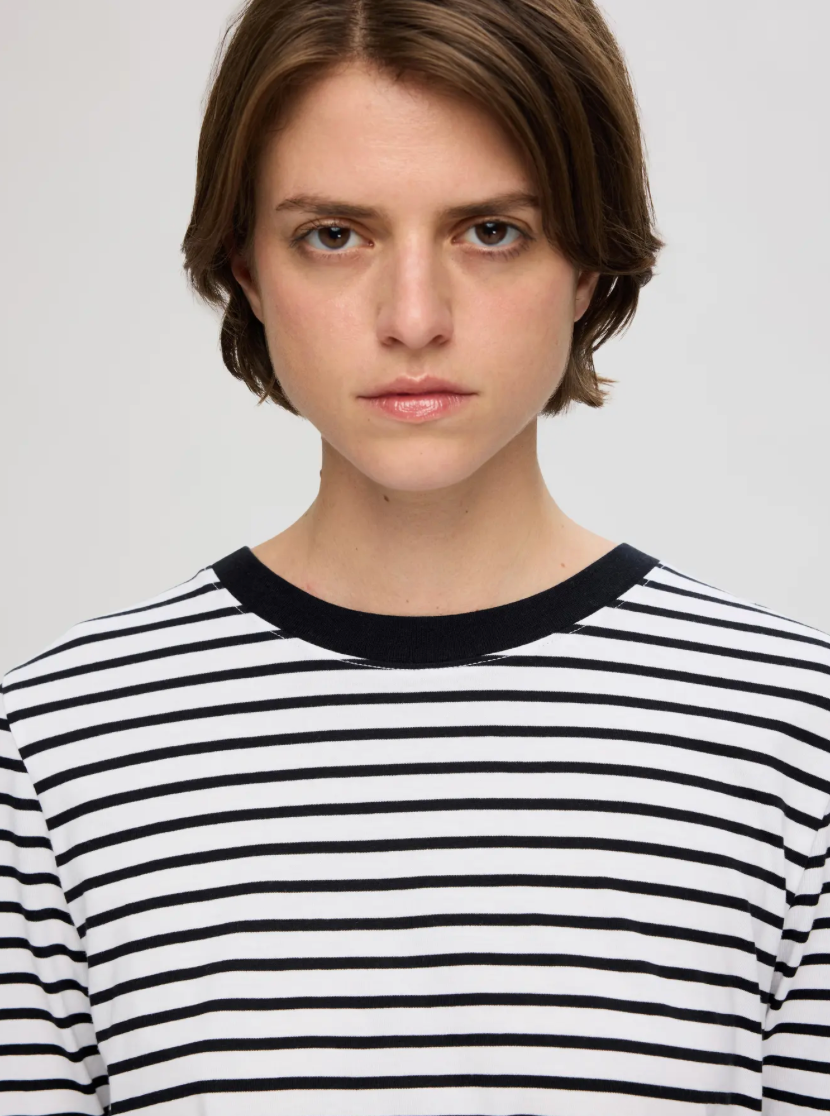 ESSENTIAL BOXY STRIPE TEE BLACK WHITE