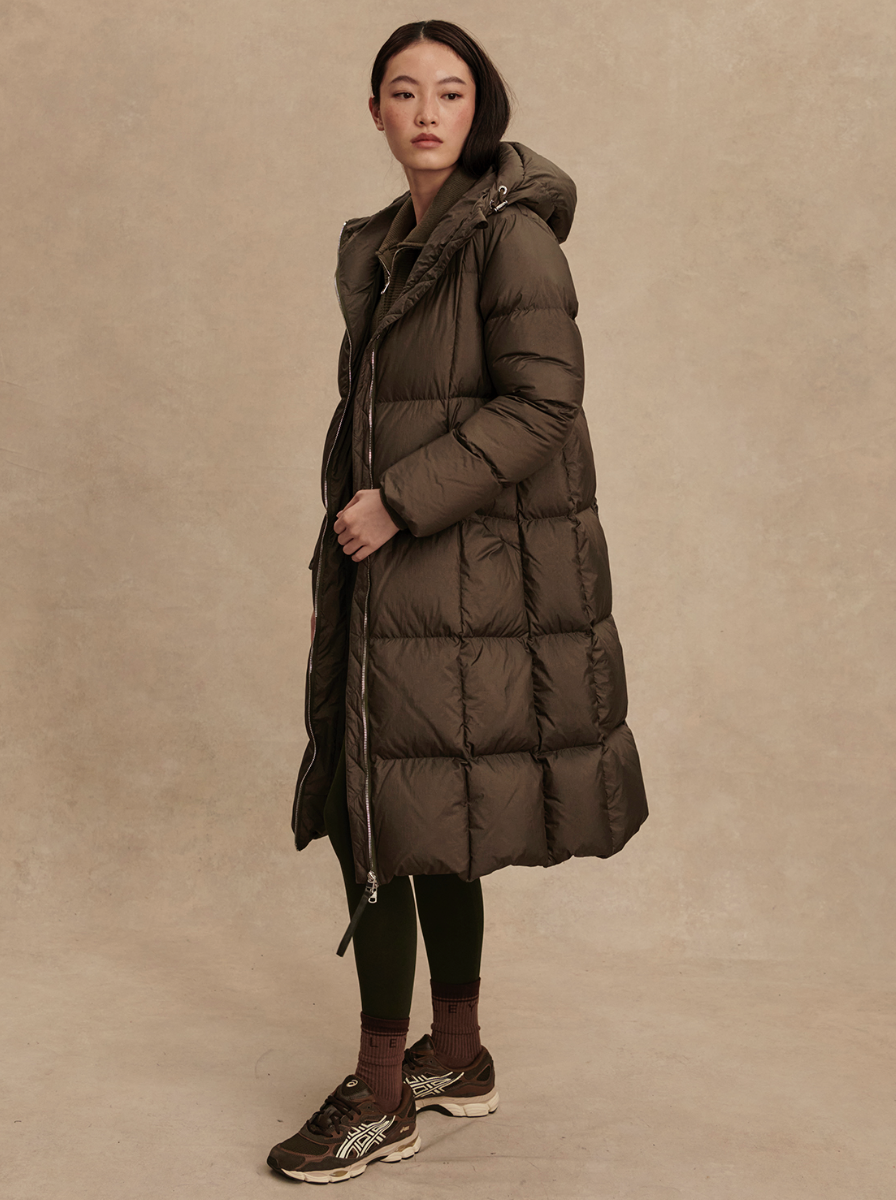 KATYA DOWN PUFFER DARK OLIVE METALLIC