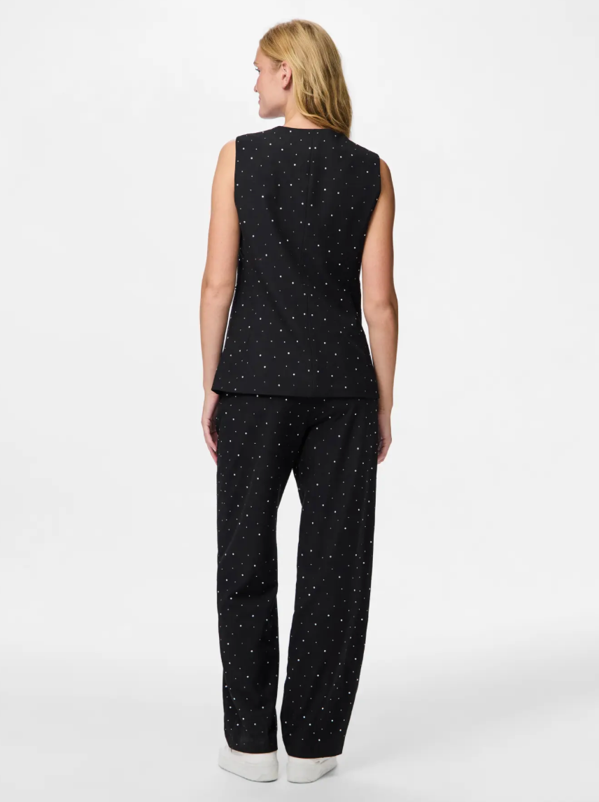 MICHELLE RHINESTONE WAIST COAT BLACK SPARKLE