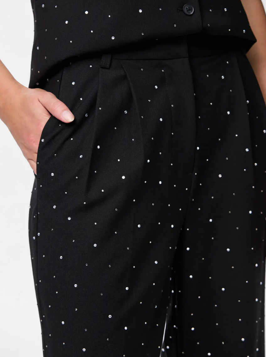MICHELLE RHINESTONE TROUSER BLACK SPARKLE