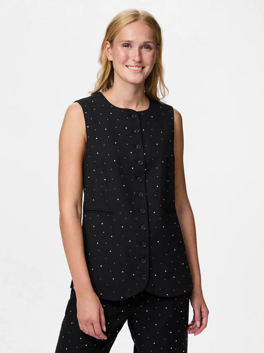 MICHELLE RHINESTONE WAIST COAT BLACK SPARKLE