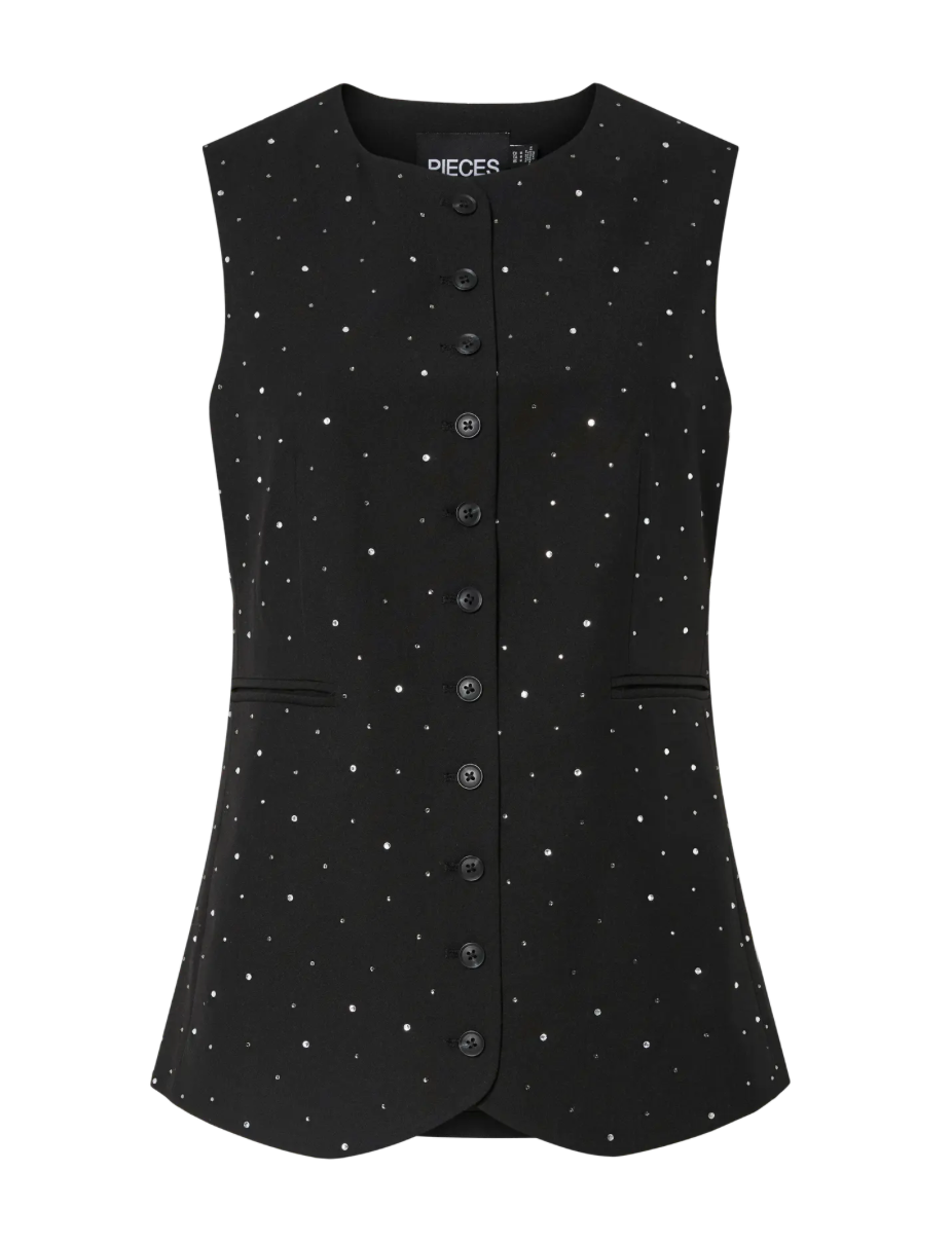 MICHELLE RHINESTONE WAIST COAT BLACK SPARKLE
