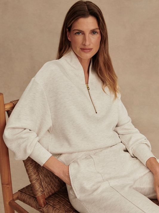 DAVIDSON DOUBLESOFT 1/2 ZIP IVORY MARL