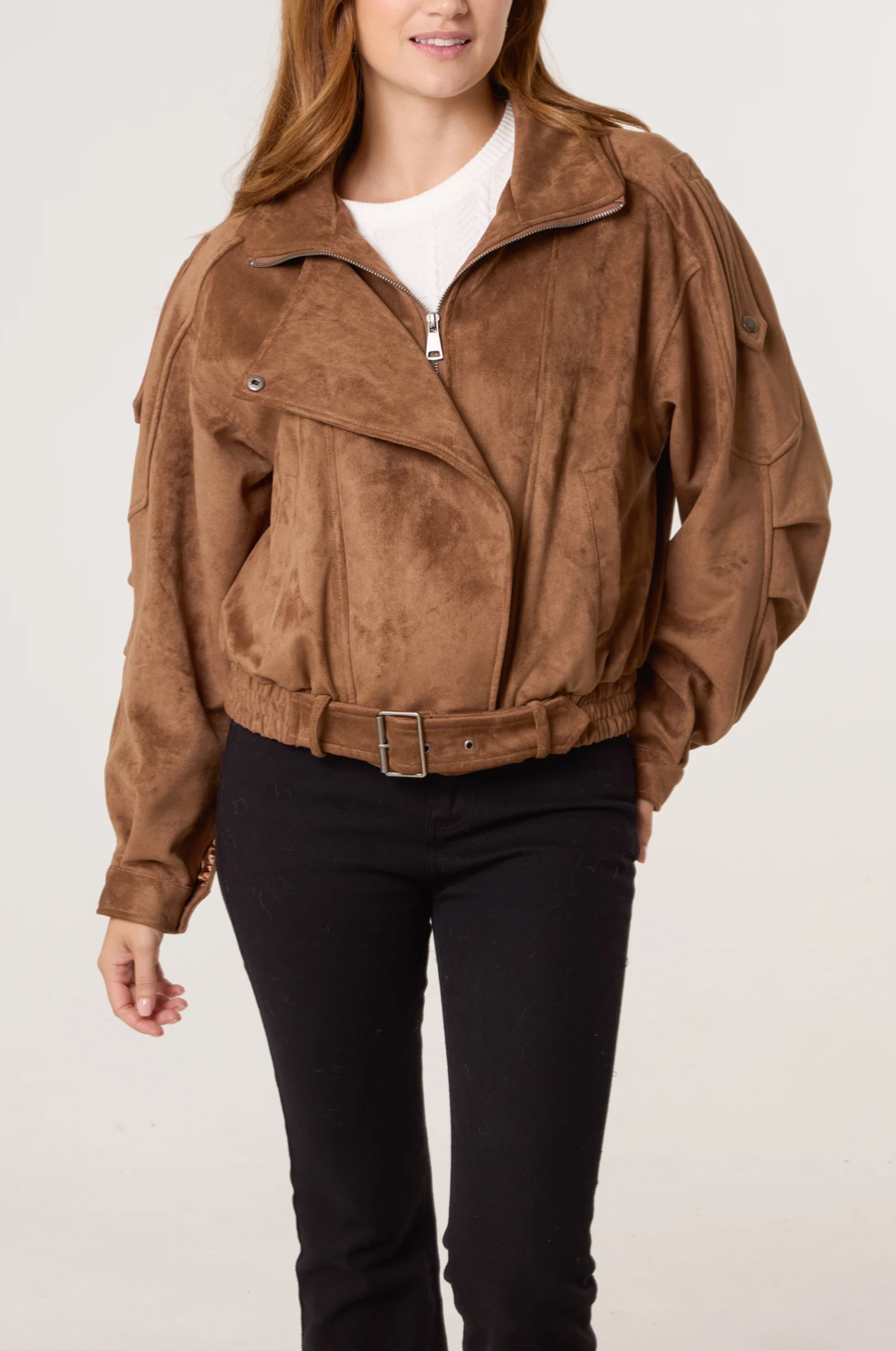 BELTED BIKER JACKET SAND