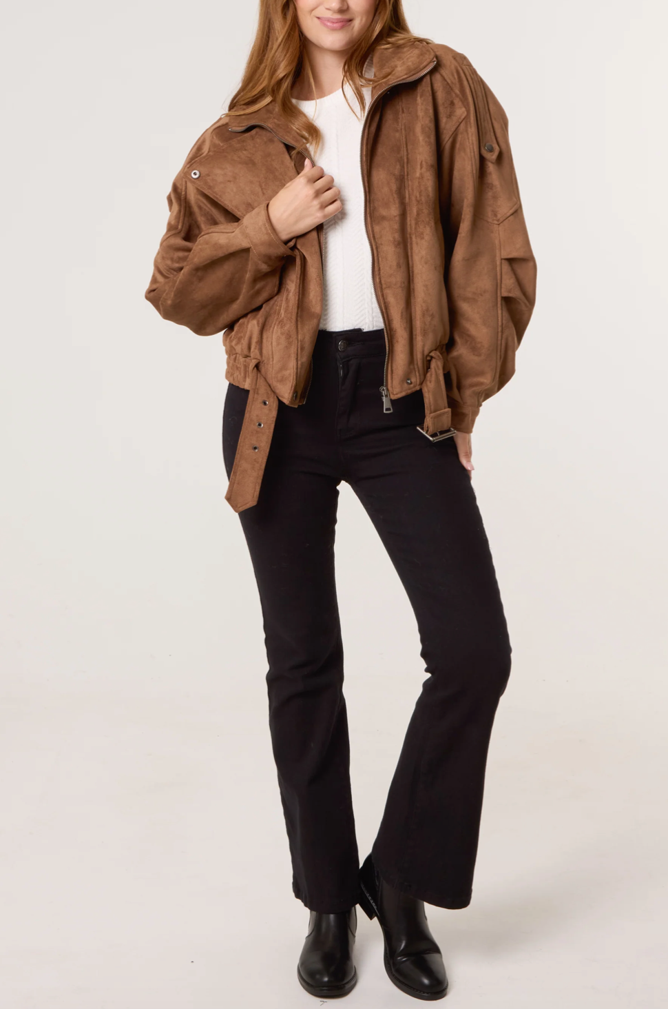 BELTED BIKER JACKET SAND