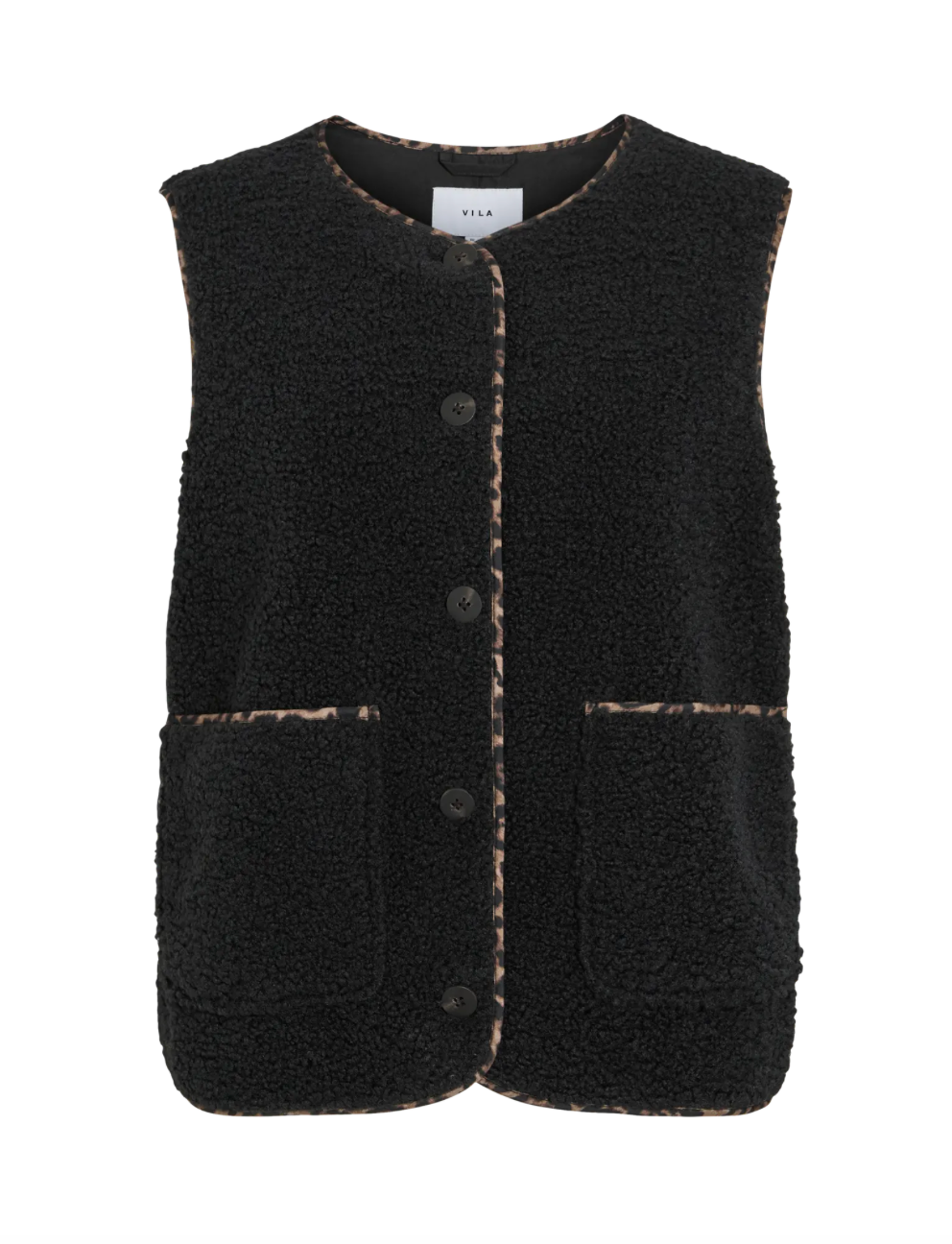 ADA TEDDY PIPING VEST BLACK
