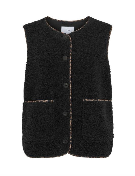 ADA TEDDY PIPING VEST BLACK