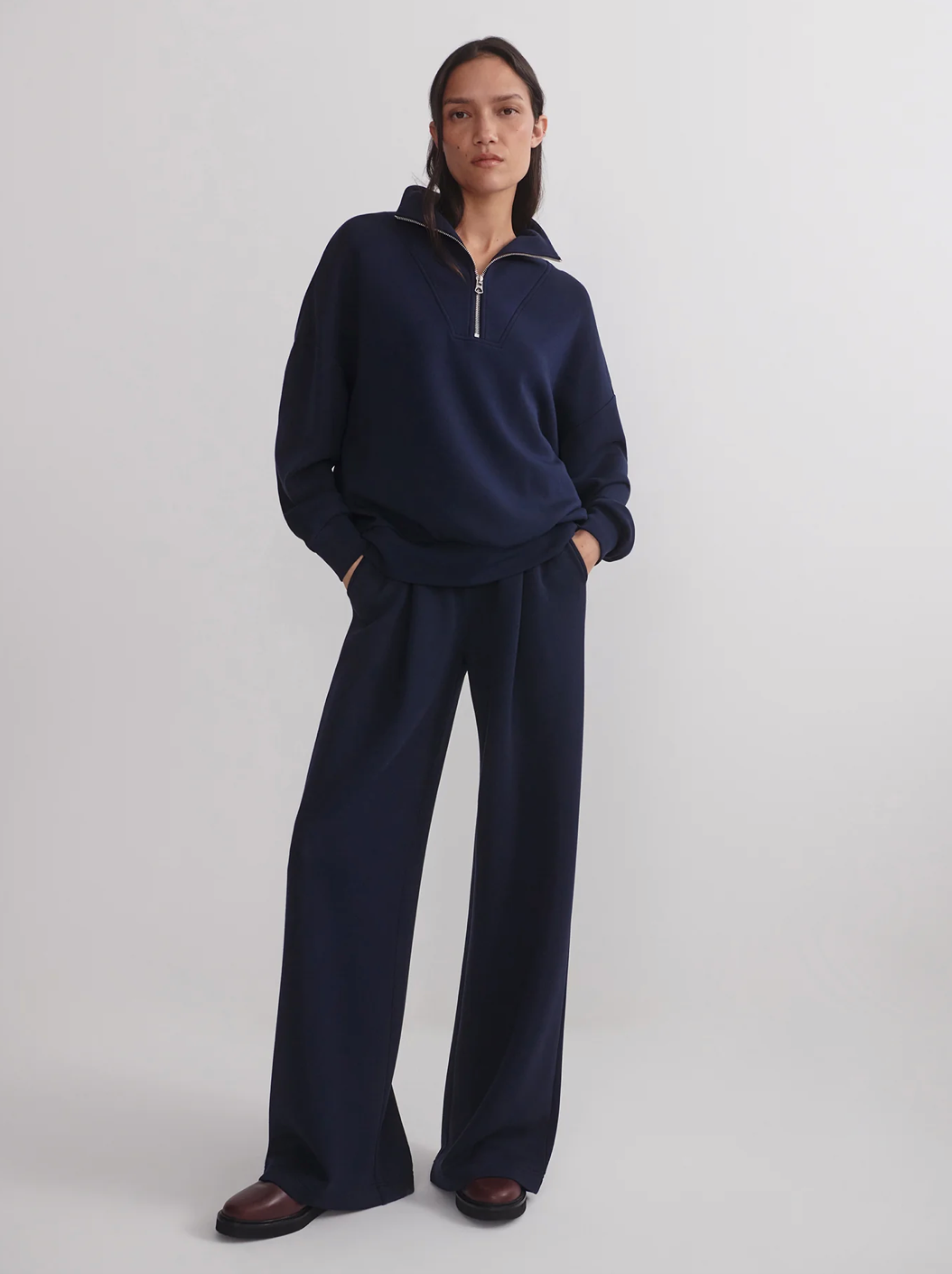 HAWLEY 1/2 ZIP TAUPE NAVY