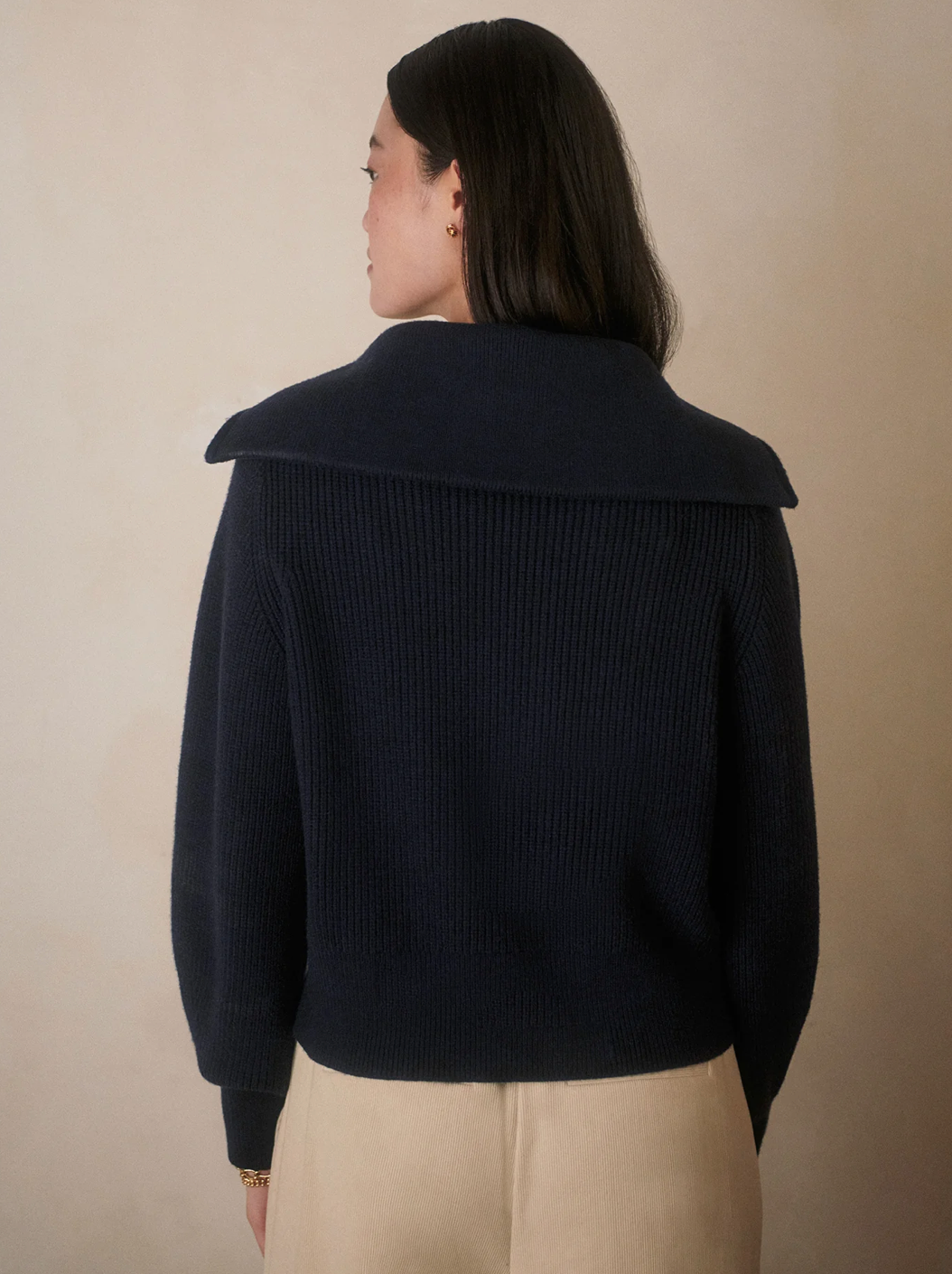 MAURA 1/2 ZIP KNIT RIB NAVY