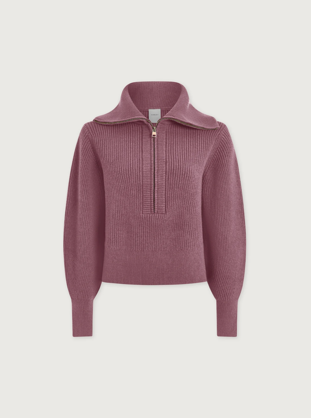 MAURA 1/2 ZIP KNIT RIB WISTFUL MAUVE
