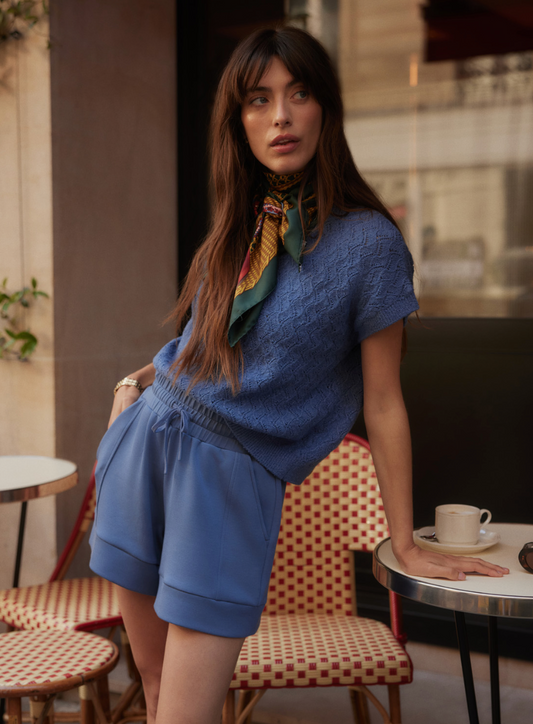 ATRIUM DOUBLESOFT HIGH RISE SHORT 4.5" BIJOU BLUE