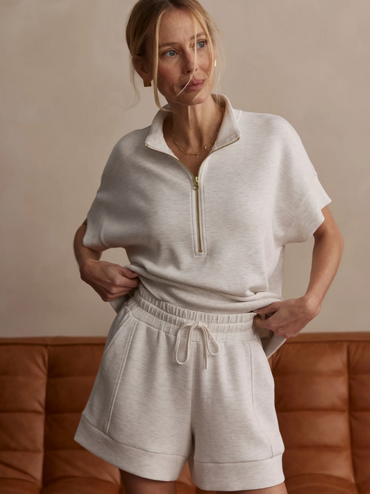 ATRIUM DOUBLESOFT HIGH RISE SHORT 4.5" IVORY MARL