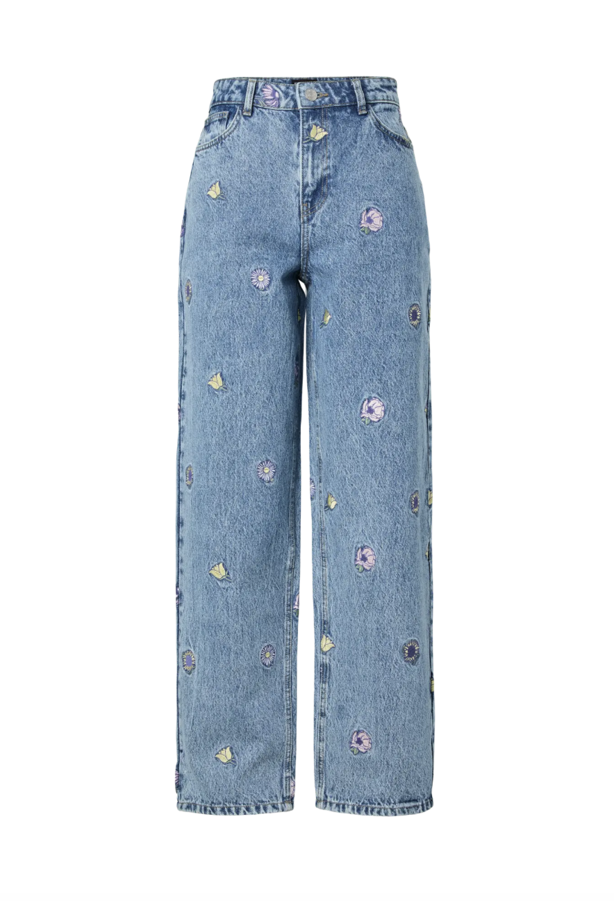 BENNIE MID WAIST FLOWER JEANS